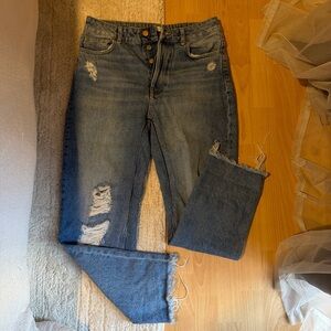 Zara Distressed Ankle Jeans in Blue